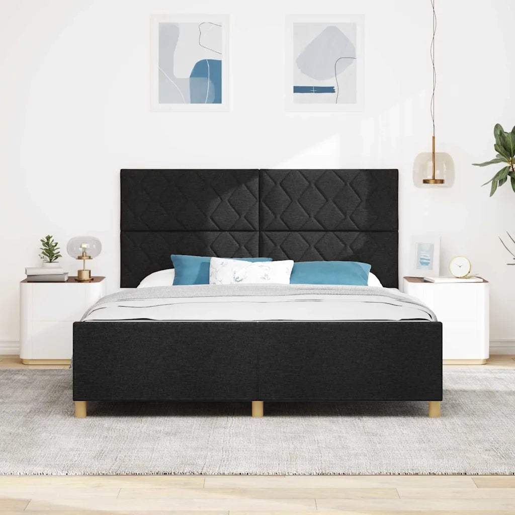 Struttura del letto con testiera Nero 180 x 200 cm Tessuto 3344825