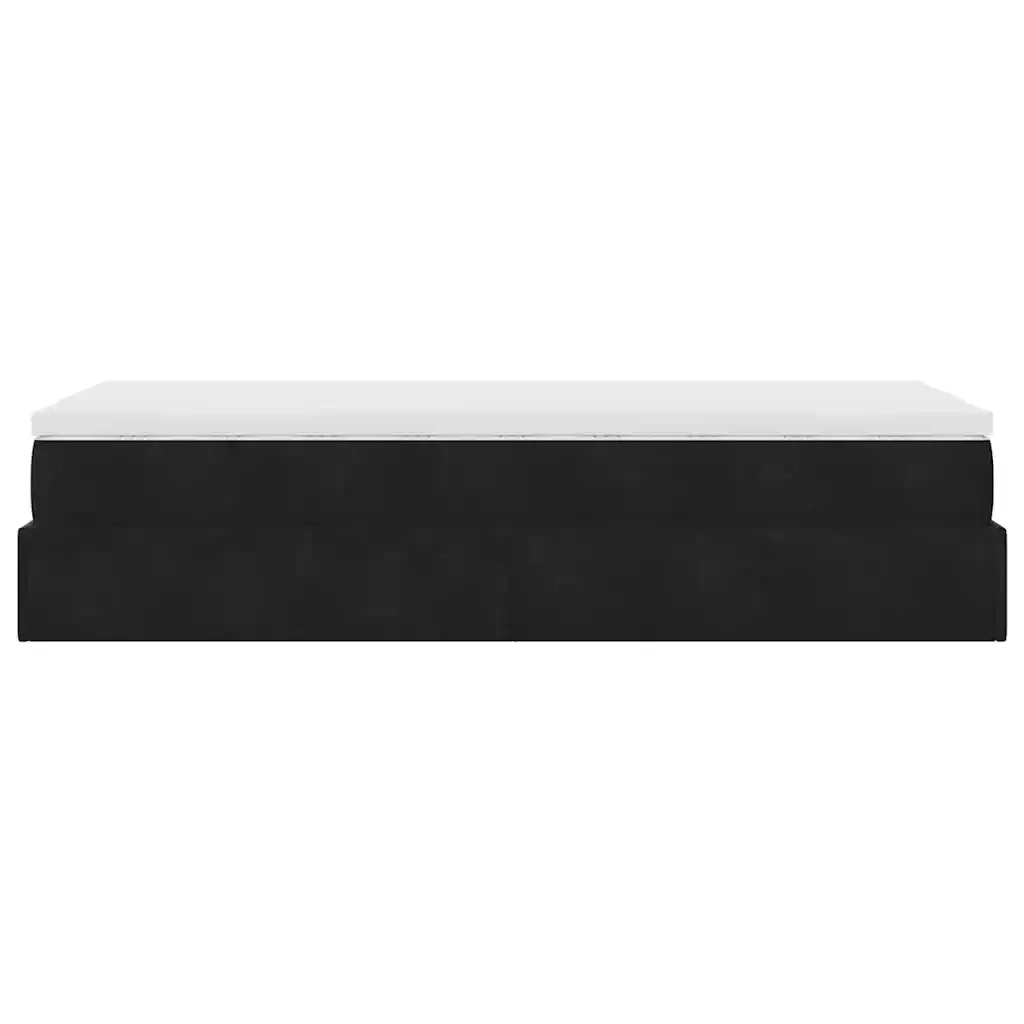 Struttura Letto Pouf con Materasso Nero 80x200 cm in Velluto 3311149