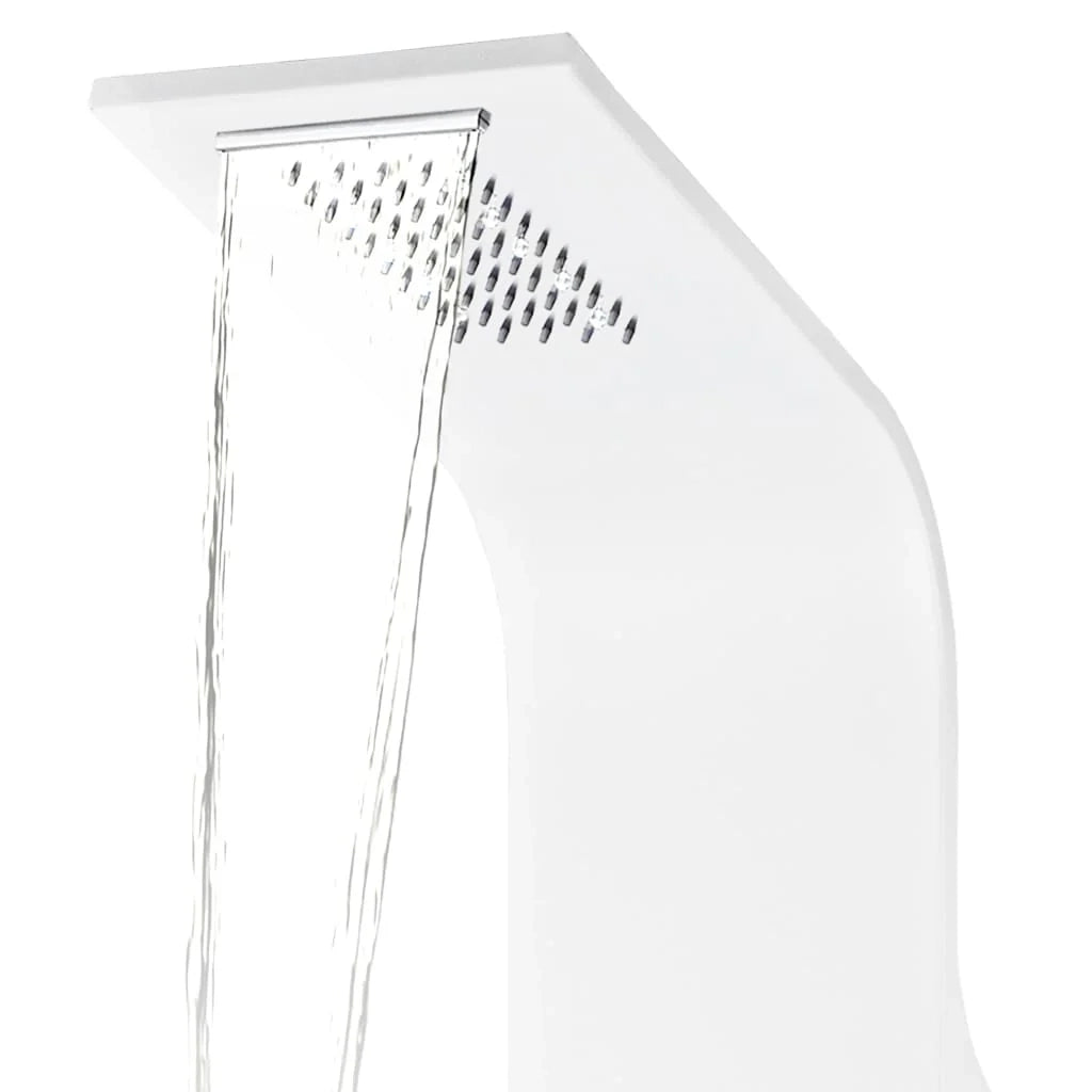 Pannello doccia con soffione e rubinetto alluminio 130 cm bianco 02_0003430