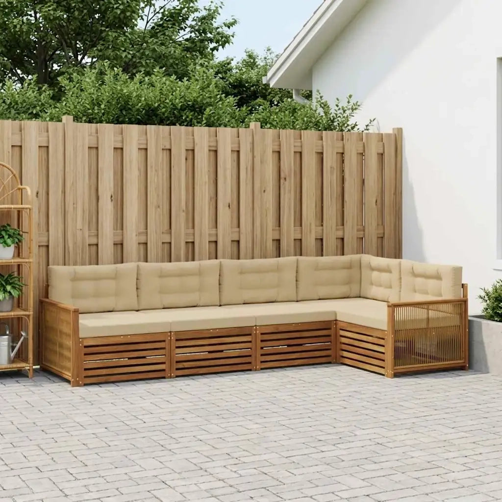 Set di divani da esterno con cuscino 5 pcs Naturale e Beige