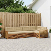 Set di divani da esterno con cuscino 5 pcs Naturale e Beige