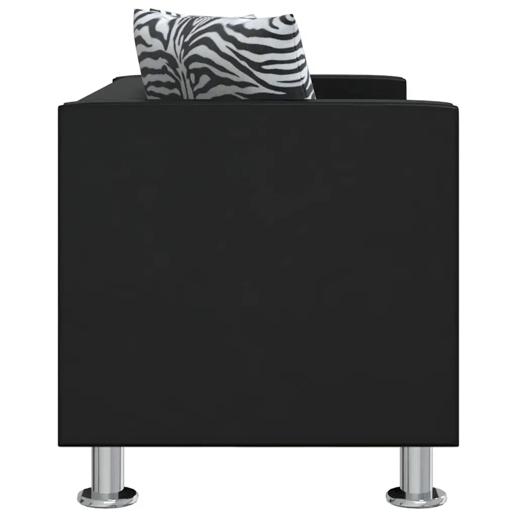 Divano a 2 Posti in Similpelle Nera  cod mxl 9783