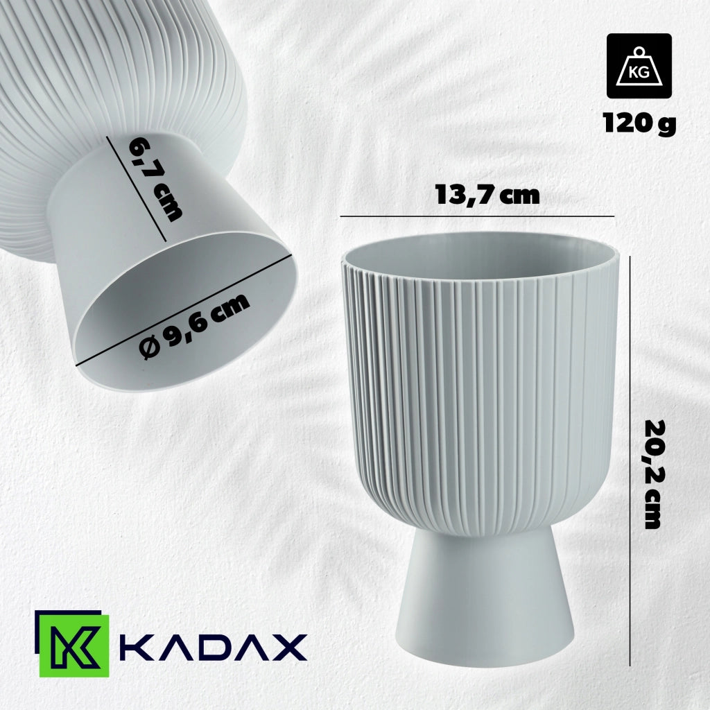 Vaso da fiori KADAX, vaso per fiori, da giardino, con coperchio in plastica, 14 cm, supporto per fiori, grigio