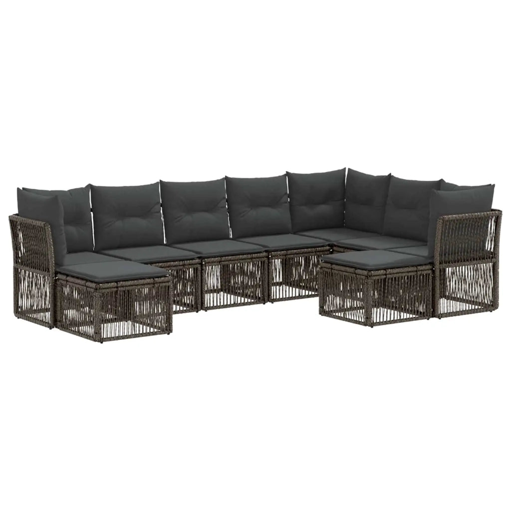 Set Divano da Giardino 9 pcs Grigio polyrattan 3434441