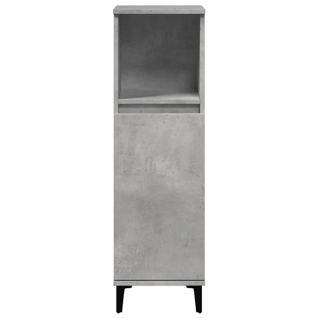 Mobile bagno moderno a parete con vani a giorno 30 x 30 x 100 cm in legno grigio cemento 02_0051038