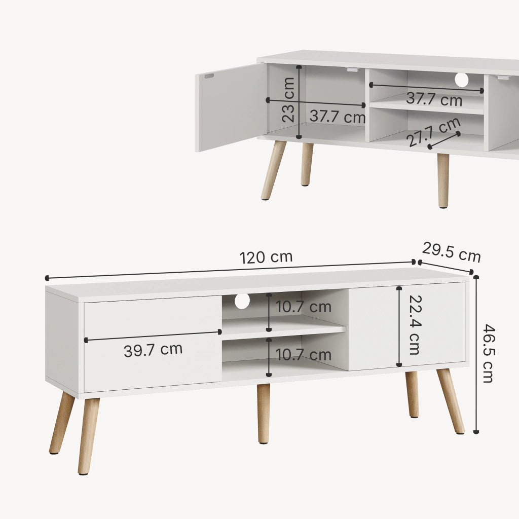Mobile Porta TV Eskilstuna a 2 Ante e Ripiani 120 x 30 x 47 cm - Bianco [en.casa]