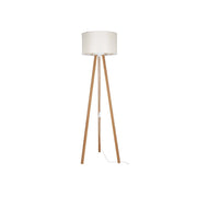 Lampada da terra treppiede rovere con paralume tessuto crema Piko ASZ1664