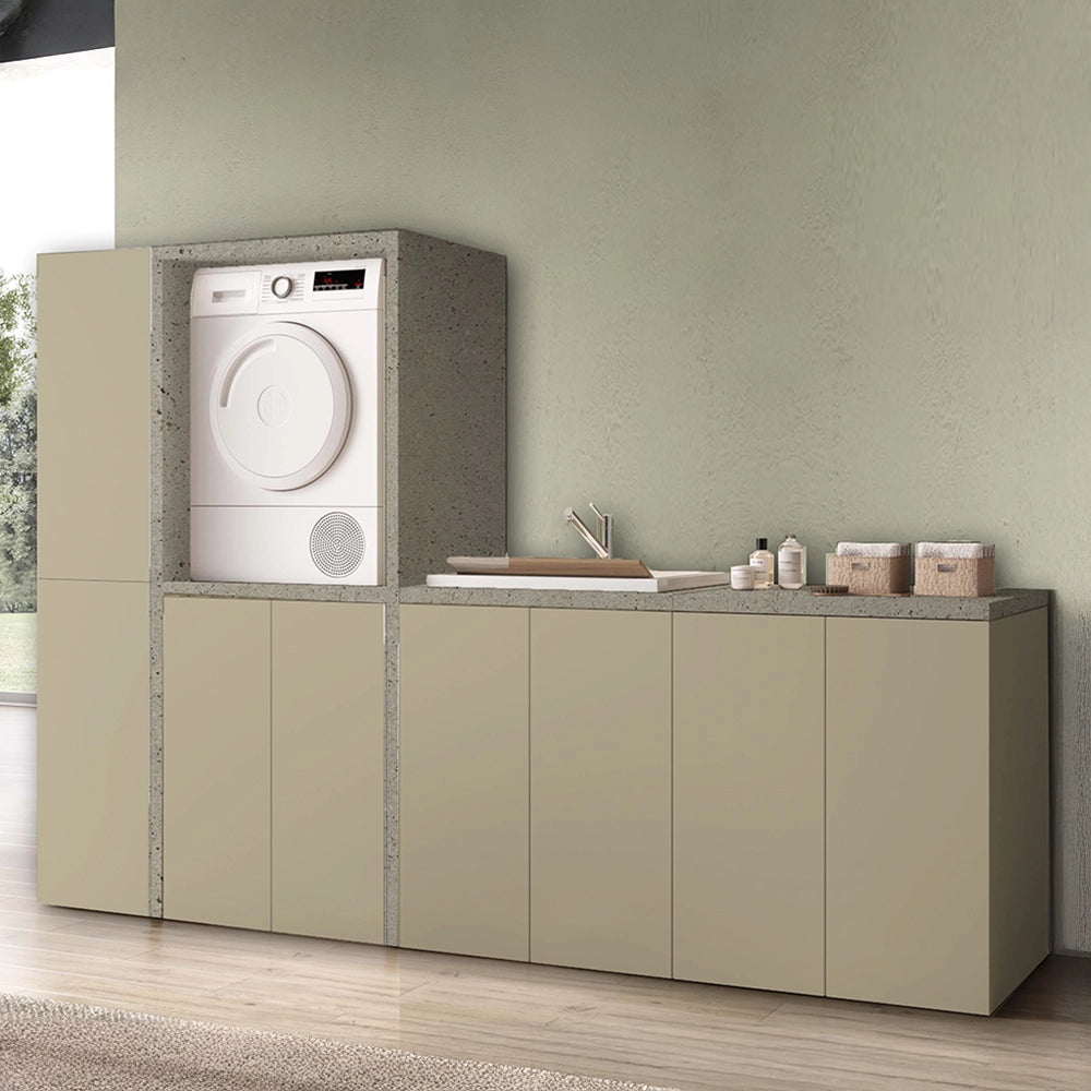Mobile multiuso con due ante 71x65x91 cm pietra e tortora Wanda