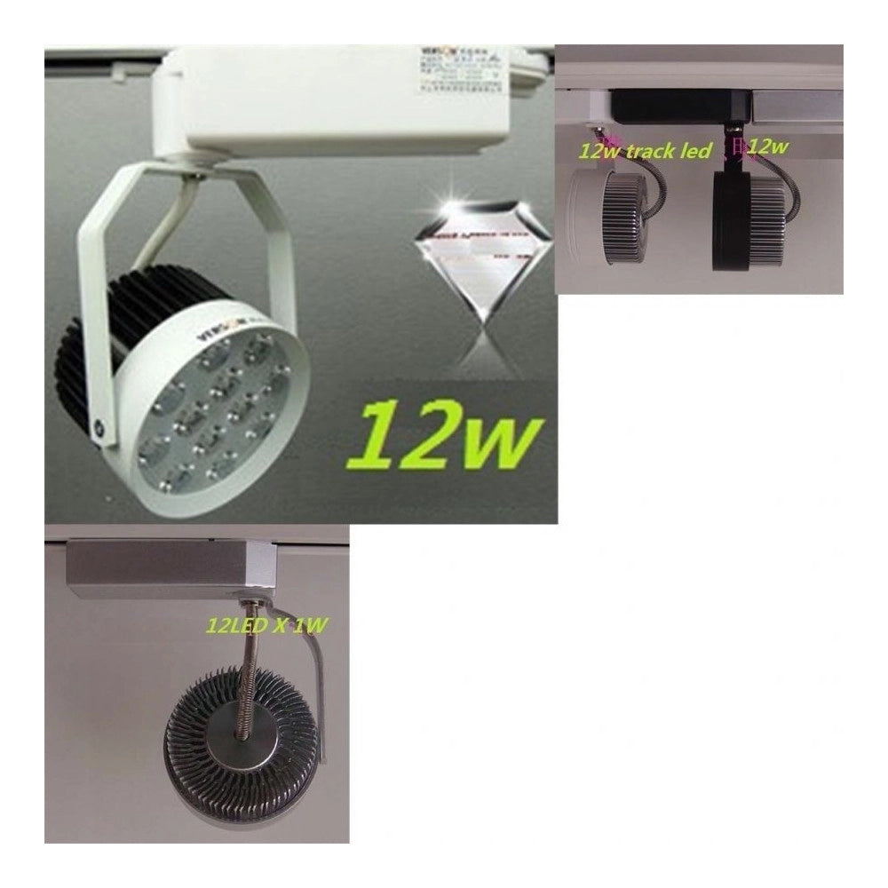 Trade Shop - Kit 2 Pezzi Mini Faretto 12 Led 12 W Con Staffa Binario Asta Faretto Luce Fredda -