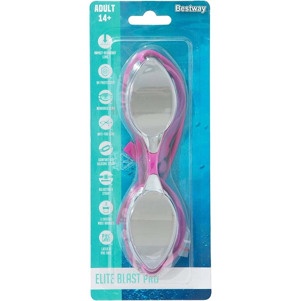 Trade Shop - Occhialini Da Nuoto Piscina A Specchio Protezione Uv Ocean Swell 14+ Anni 3 Colori 21066 -