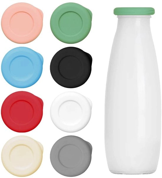 Flesdoppen in Silicone 8 pezzi - Herbruikabili - Doppierecipienti Lekvri - Fodere sicure per alimenti - Adattamento perfetto - Multicolore