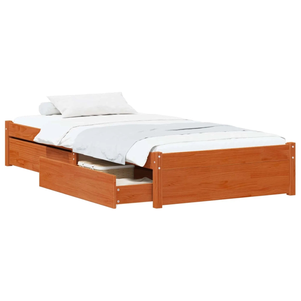 Struttura del letto 3 pcs Marrone cerato Legno di pino
