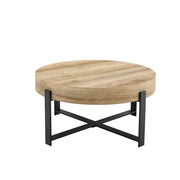 TAVOLINO DA CAFFÈ ROTONDO 68 cm MDF E METALLO NERO