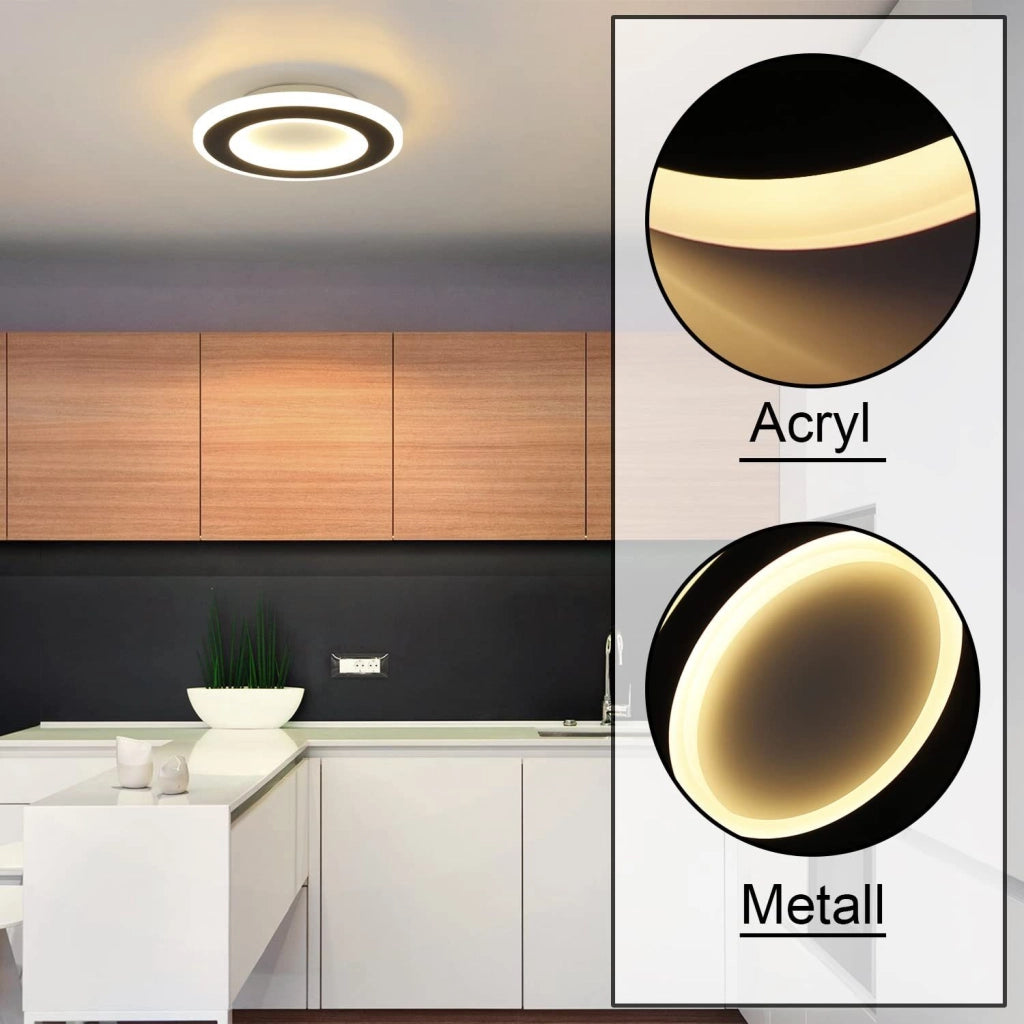 ZMH Lampada da soffitto a LED in bianco e nero da 24 cm per soggiorno e corridoio