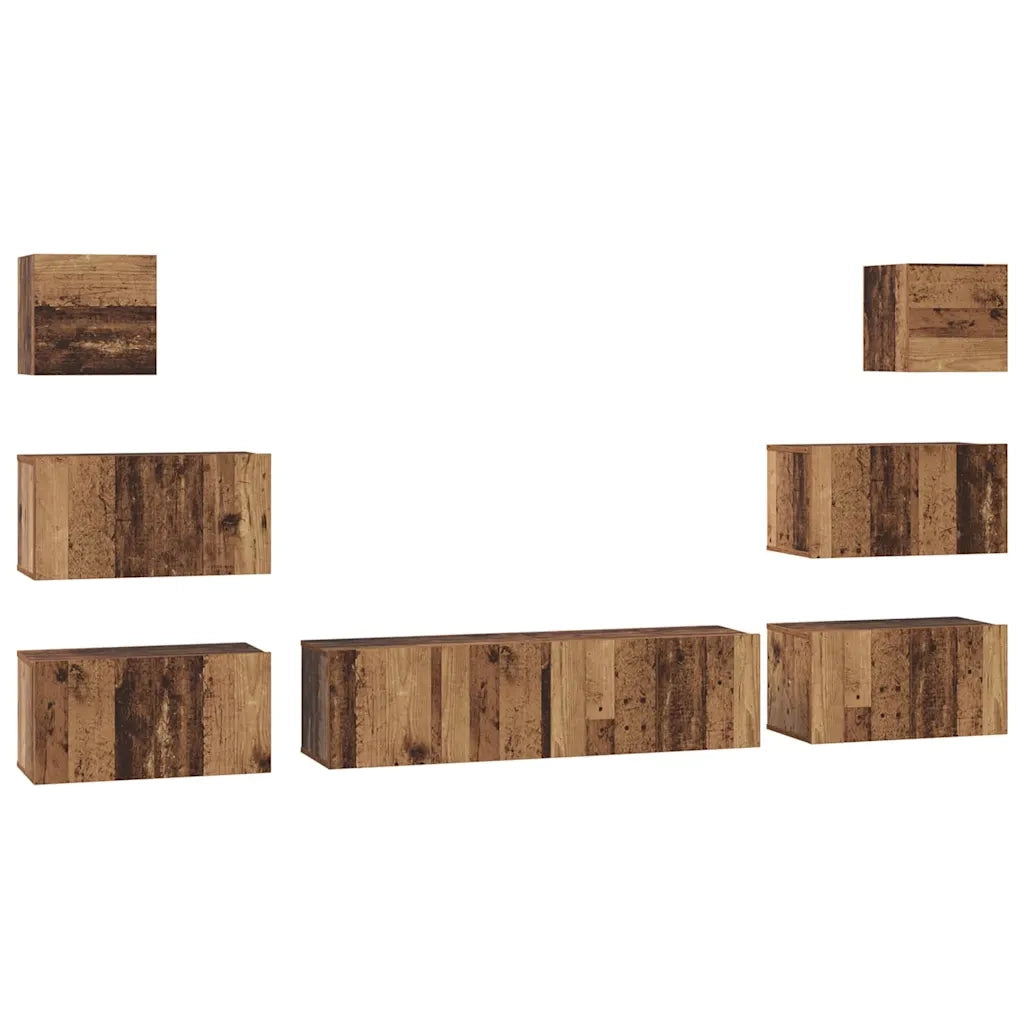 Set mobile TV 8 pz-Set di 8 Credenza per TV Legno vecchio Legno multistrato 836969