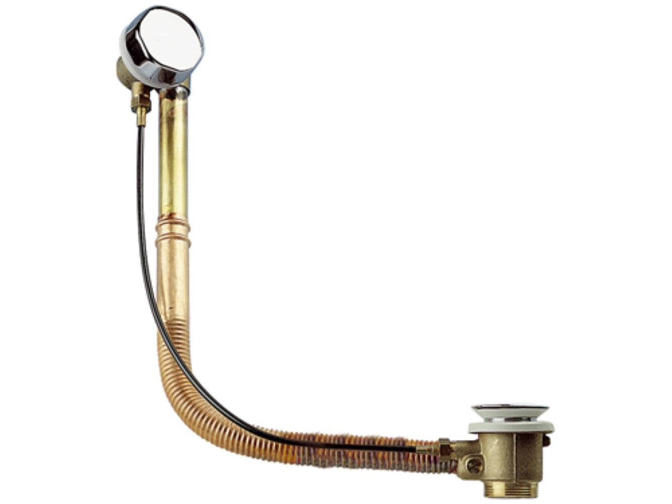 Colonna di scarico automatico con filo esterno e tubo in rame cm 70, per vasca ad angolo