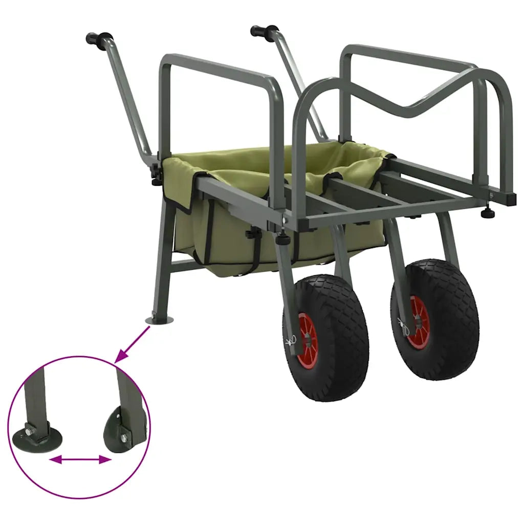 Carrello da Pesca Verde con 2Ruote Acciaio Verniciato a Polvere 94870