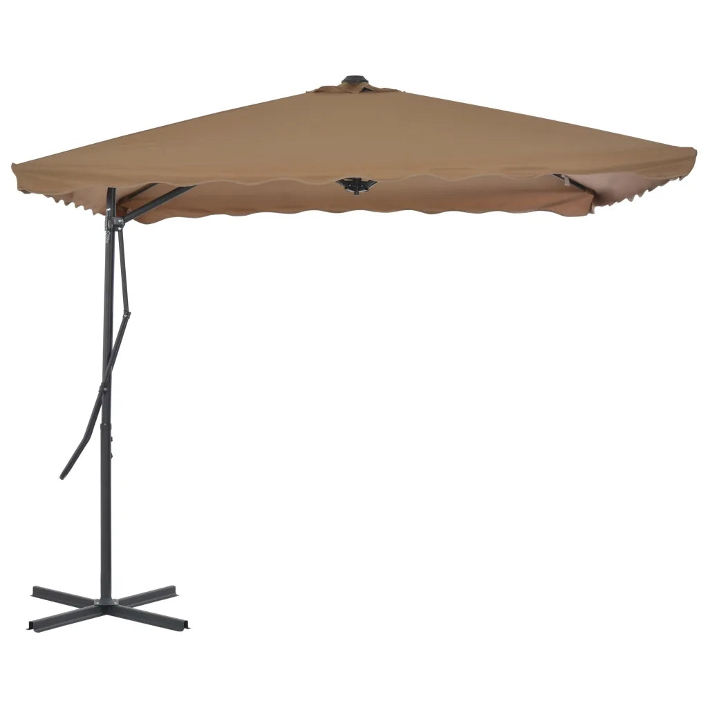 Ombrellone da Esterni-Ombrello da giardino con Palo in Acciaio 250x250cm Tortora