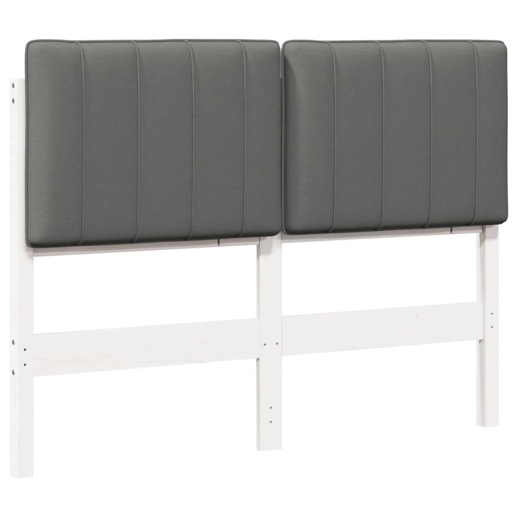 Testiera imbottita Bianco e grigio chiaro 120 cm Pino massello 880192