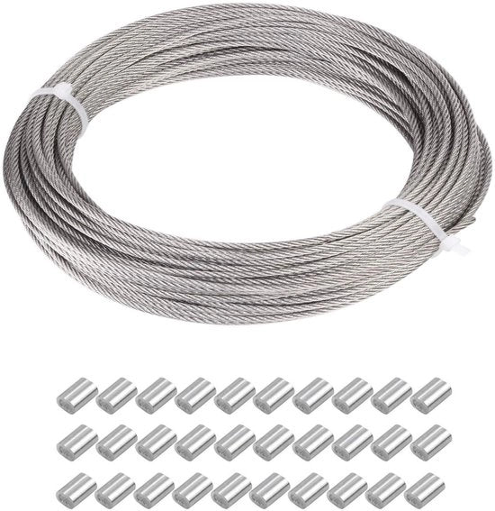 Fil di ferro in acciaio inossidabile 2mm - rivestimento in plastica - lunghezza 30 metri - carico massimo 140 kg - filo per giardinaggio - progetti di fai da te - creazione di gioielli - filo di acciaio