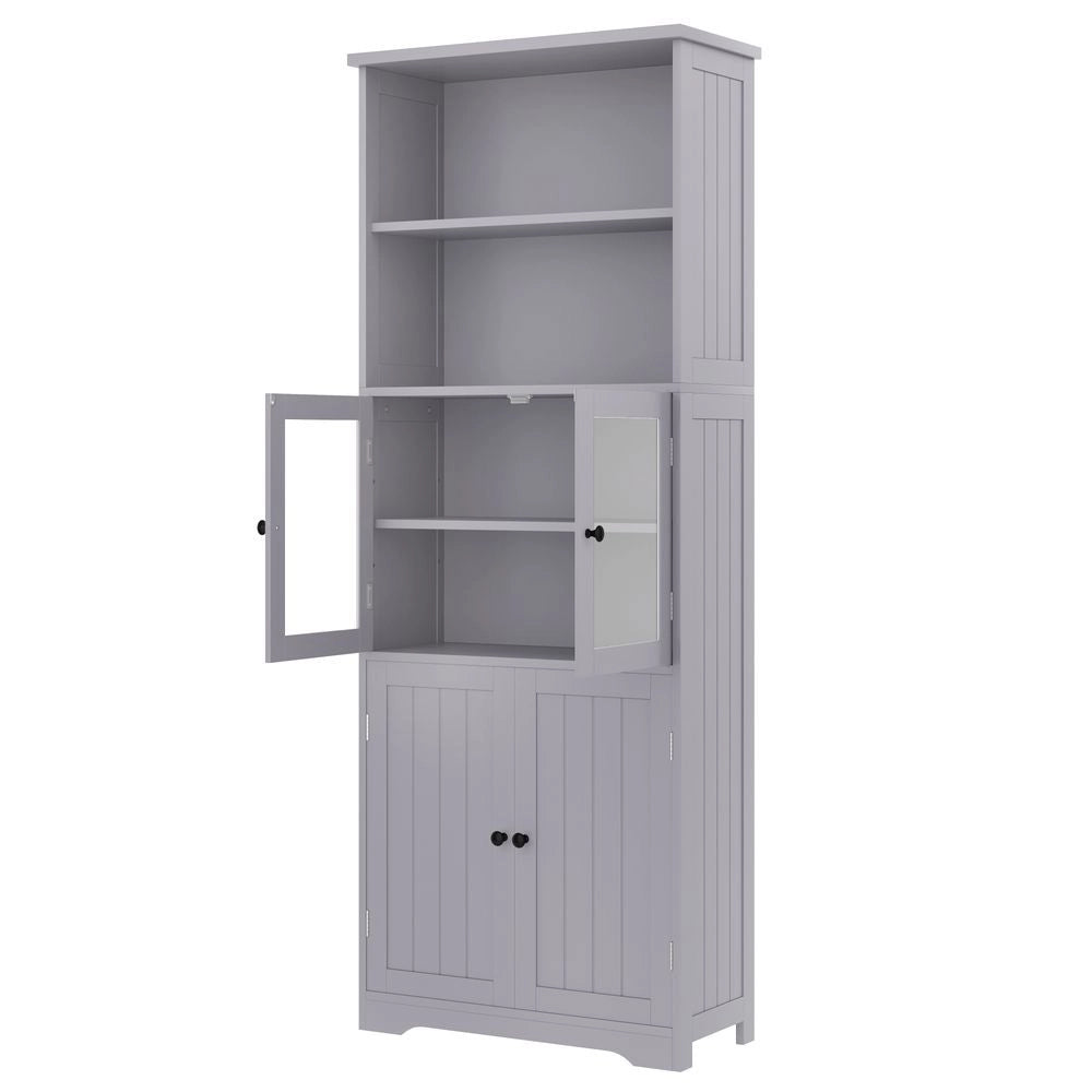 Armadio-Xylo-57.5x28.5x160cm bagno grigio vetro ripiani