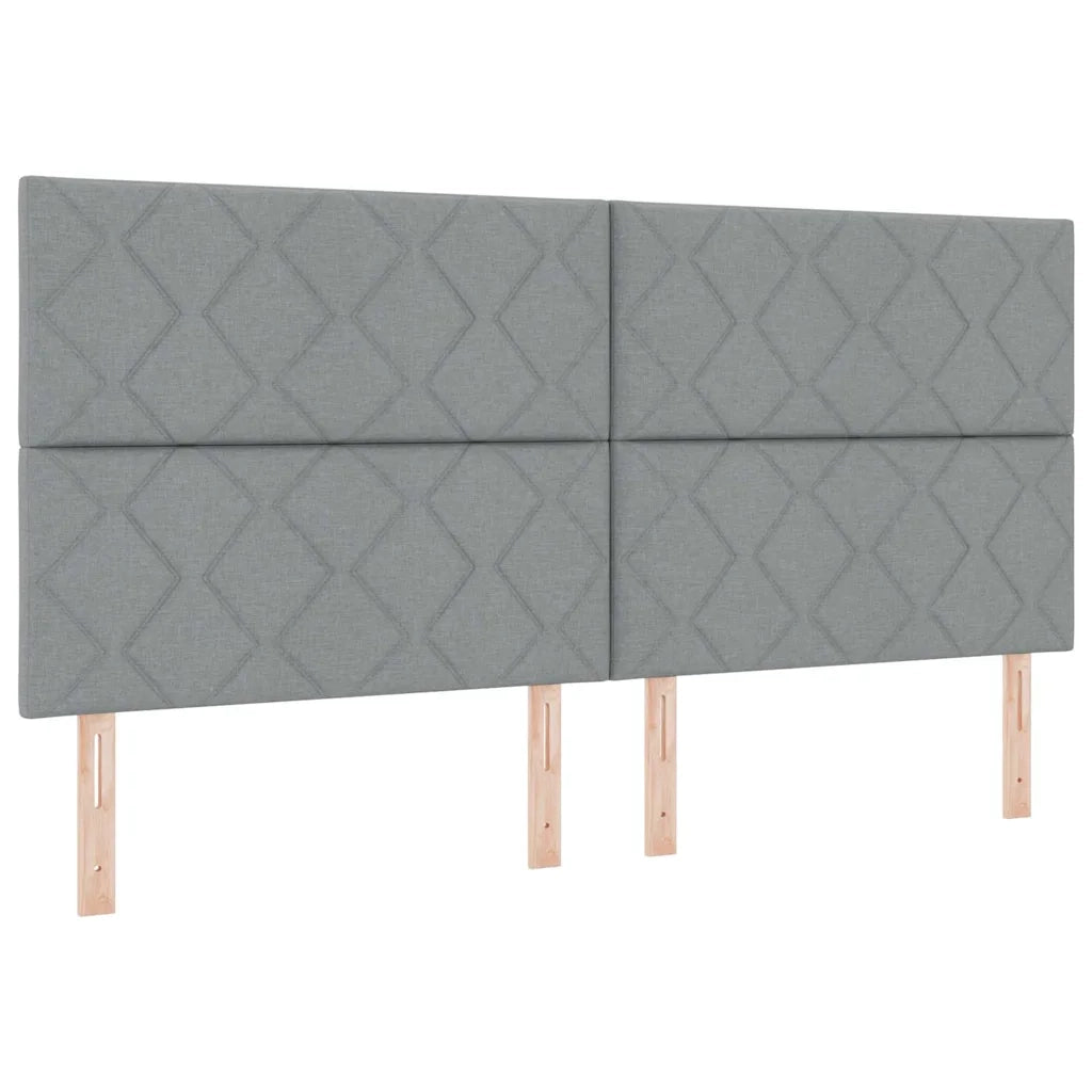 Letto a Sorgente LED Grigio chiaro 200 x 200 cm Tessuto