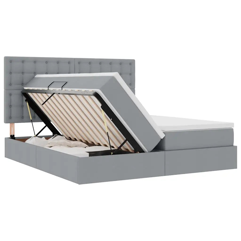 Letto con Contenitore con materasso Grigio chiaro 180 x 200 cm