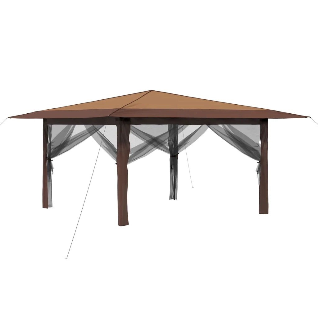 Gazebo con 4 Pareti Laterali 4 x 4 m Beige e Marrone 42036821