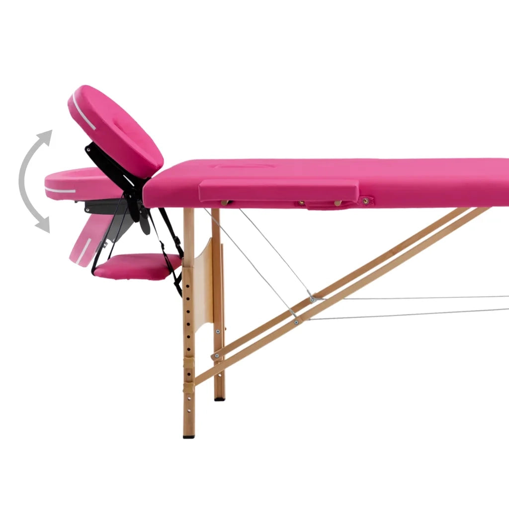 Lettino da Massaggio a 2 Sezioni in Legno Rosa CFW8569013