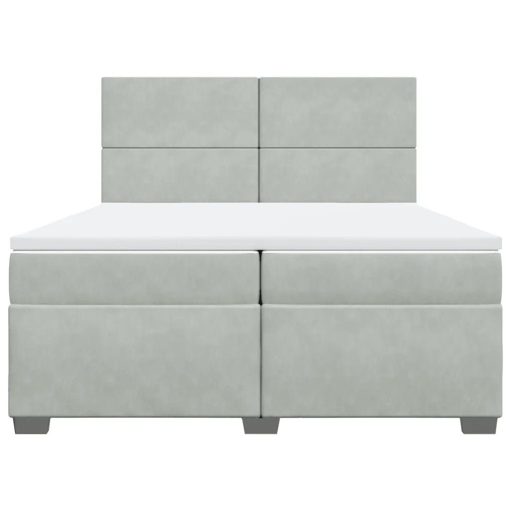 Giroletto a Molle con Materasso Grigio Chiaro 200x200cm Velluto