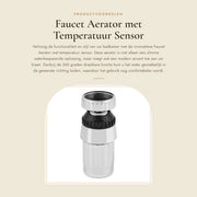 Filtro Aria per Rubinetto con Sensore di Temperatura - Illuminazione a LED - Risparmio d'Acqua - Rotazione 360° - ABS - Risparmio sul Consumo Idrico