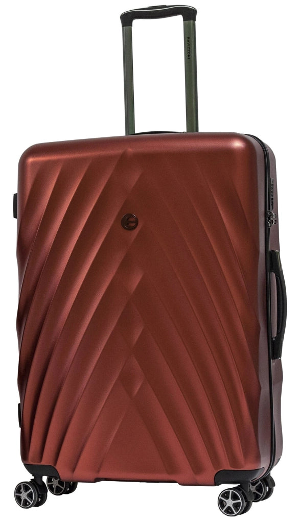 Set 3 Valigie Trolley Rigide in PET 4 Ruote TSA Ravizzoni Diamante Rosse