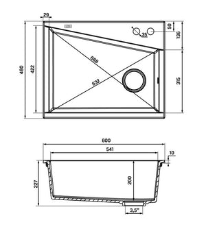 Lavello a Vasca Singola Nero – Design Moderno per Cucine Minimaliste e Loft