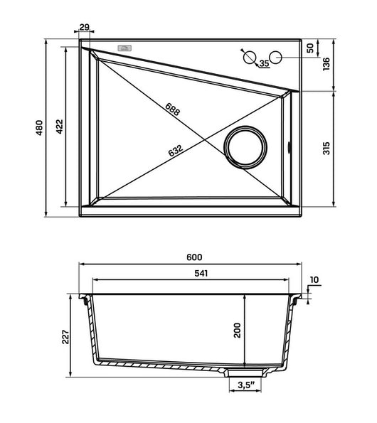 Lavello a Vasca Singola Nero – Design Moderno per Cucine Minimaliste e Loft
