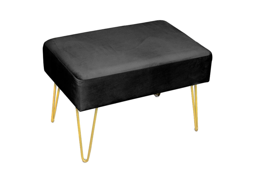 Pouf Salotto/Camera Panca Design Moderno Modello Velvet In Tinta Unita - Pouf - Nero