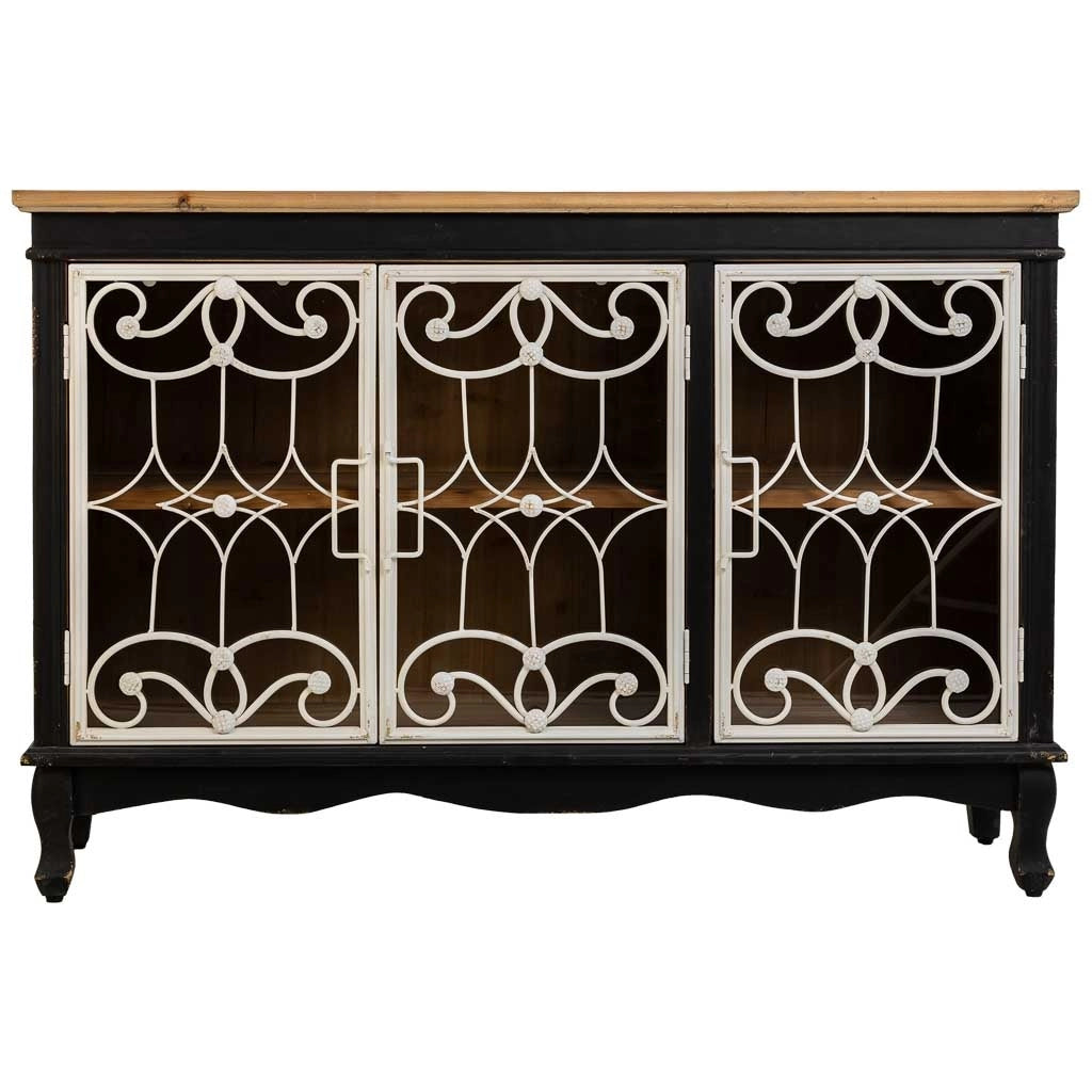 Credenza in legno e metallo nero 120x36x80,5h