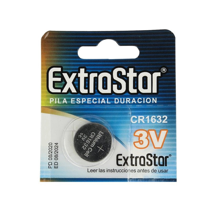 Pila Batteria A Bottone Extrastar CR1632 3V Confezione Da 5 Pile