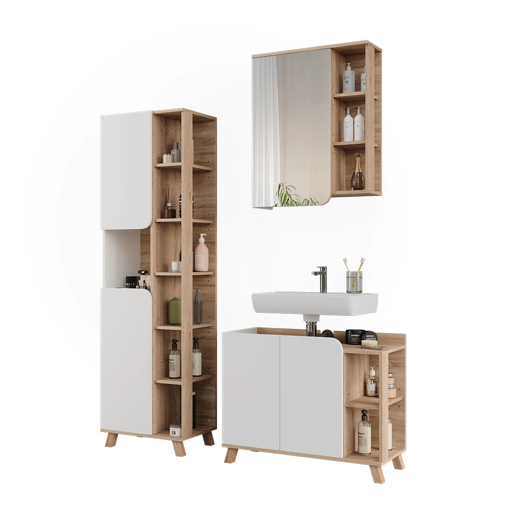 Vicco Set di mobili da bagno Sonoma/Bianco 3 parti