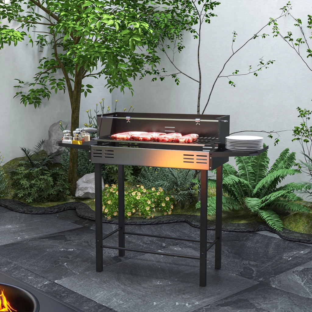 Griglia BBQ a carbone ¨C zephmum ¨C nero, acciaio, 118x32x90 cm