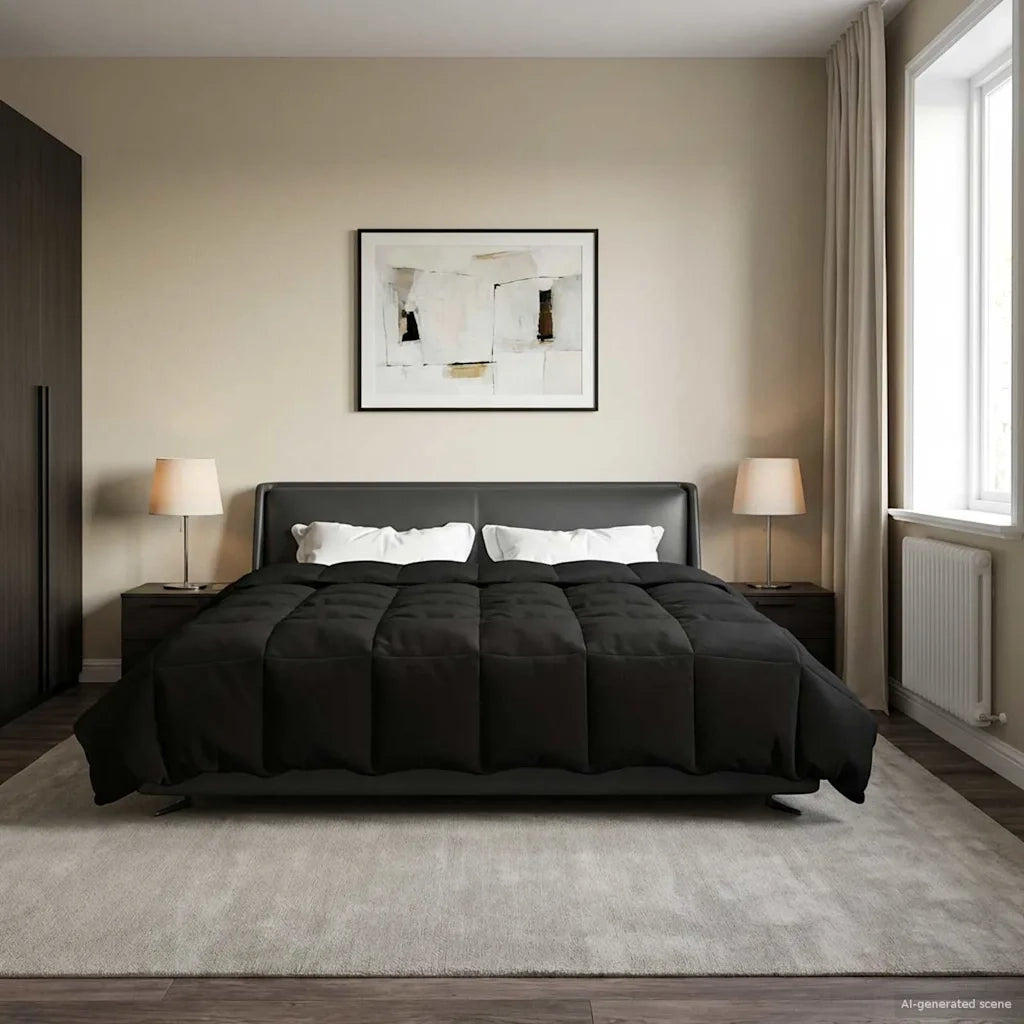 Duvet Invernale Trapuntato Nero 220 x 240 cm Microfibra