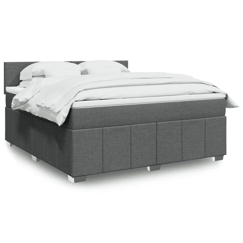 Giroletto a Molle con Materasso Grigio Scuro 180x200 cm Tessuto