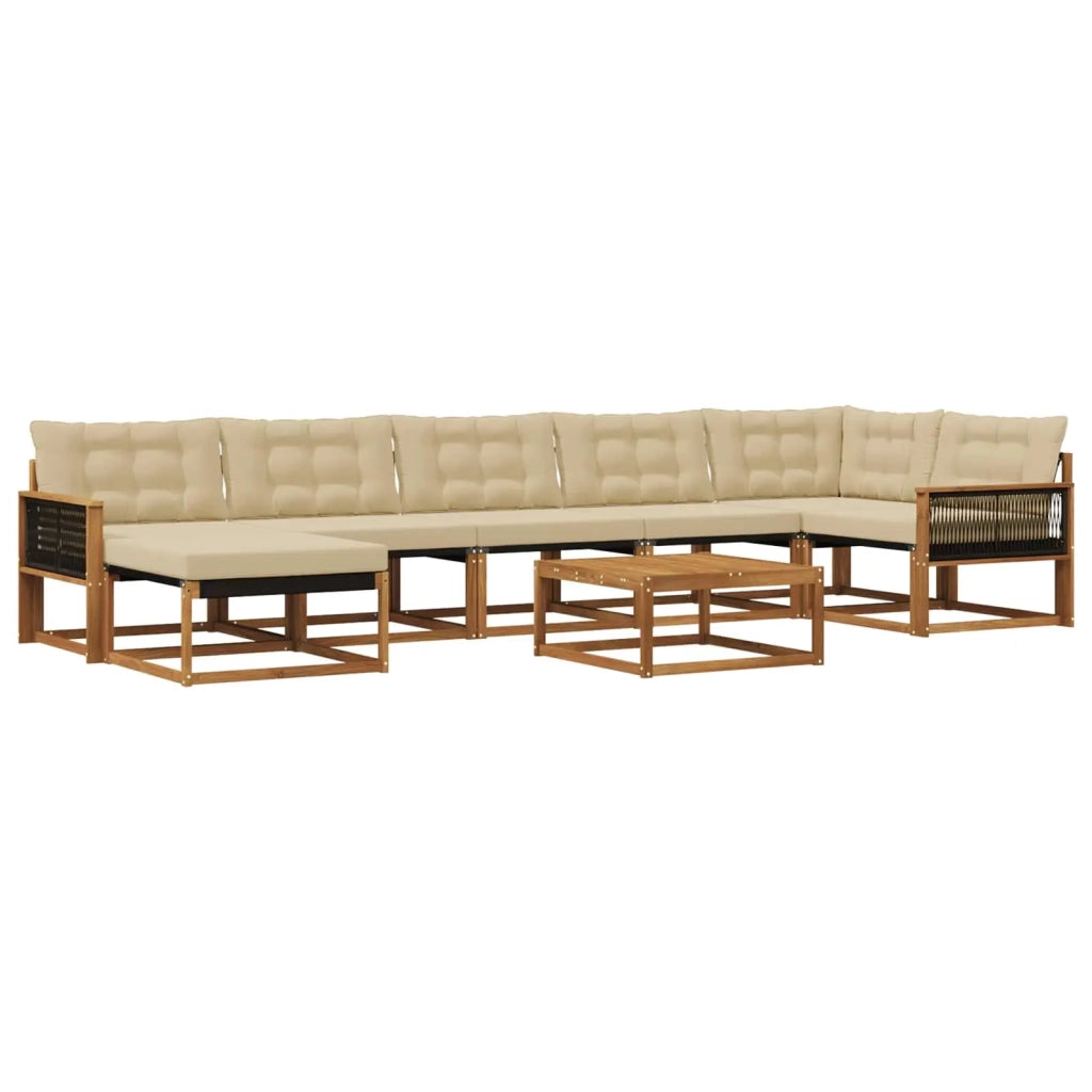 Set di divani da esterno con cuscino 8 pcs Naturale e Beige