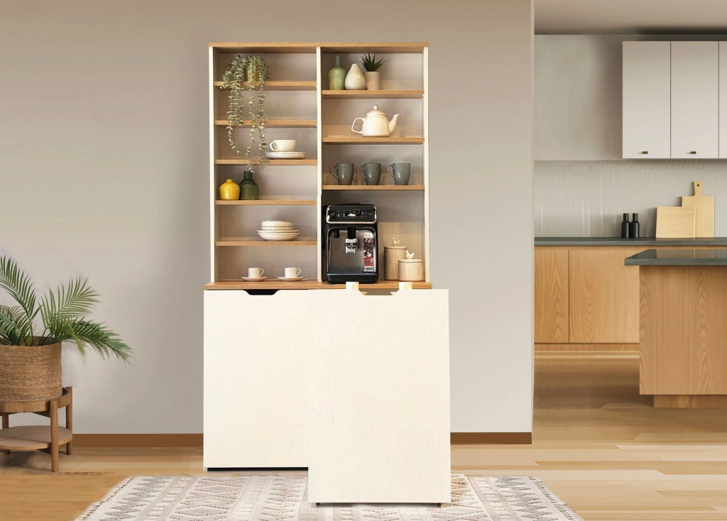 Portacaffè in legno "Flexa" - 100 x 45 x 190 cm - Crema