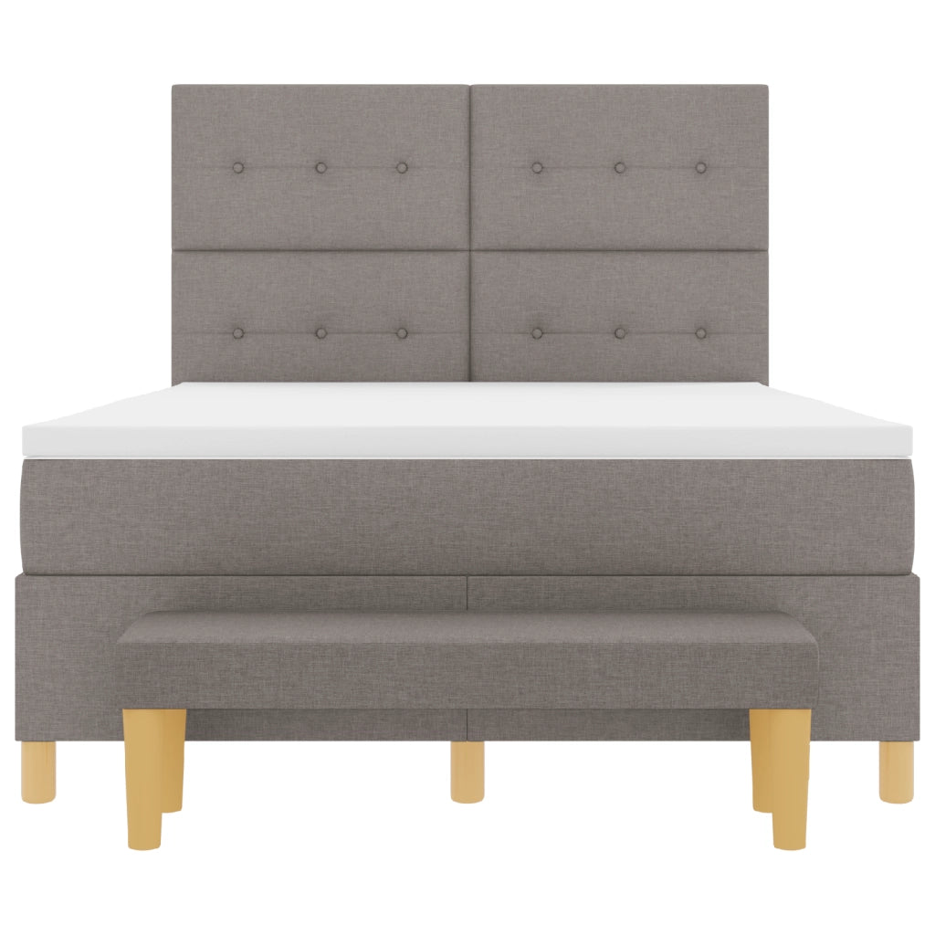 Letto a Molle con Materasso e Panchina Tortora 160x200 cm Tessuto