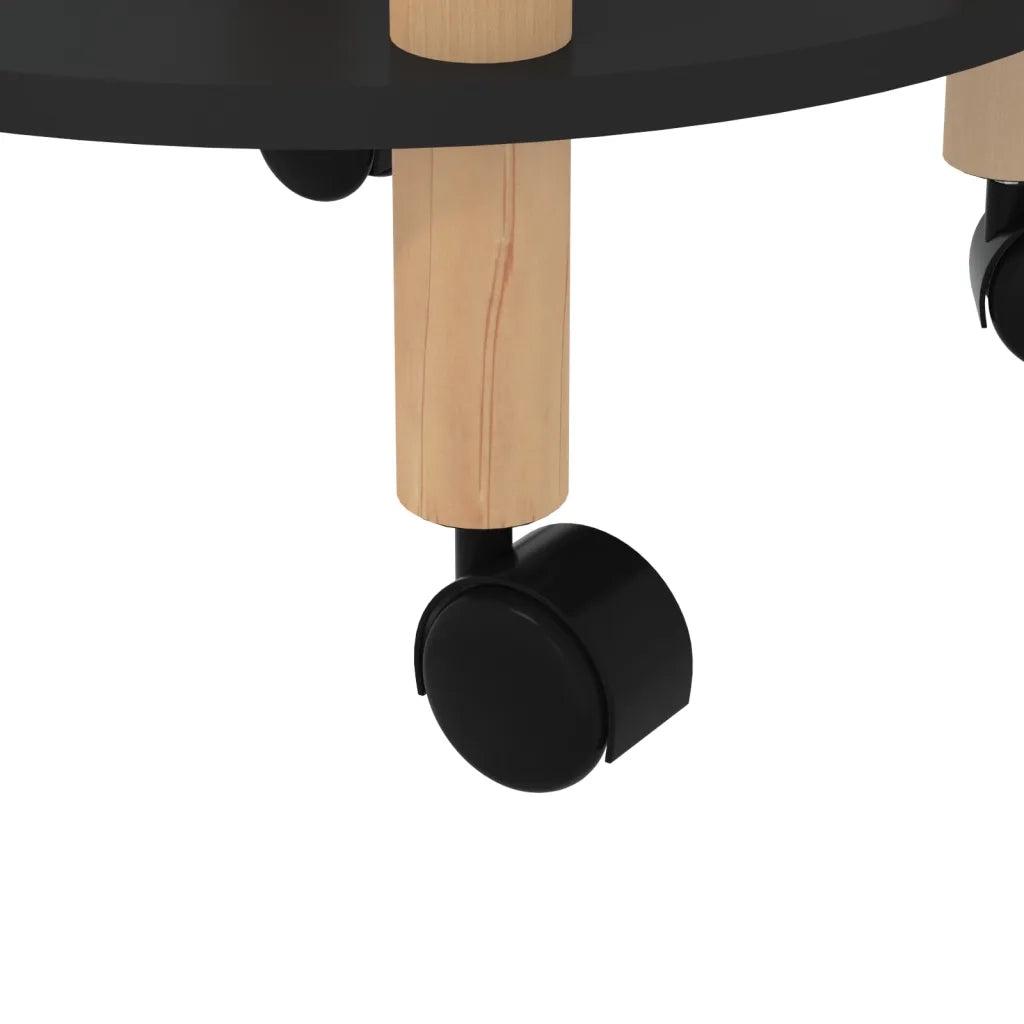 Carrello 3 Ripiani Nero 38x38x82 cm in Legno Multistrato e Pino 345601