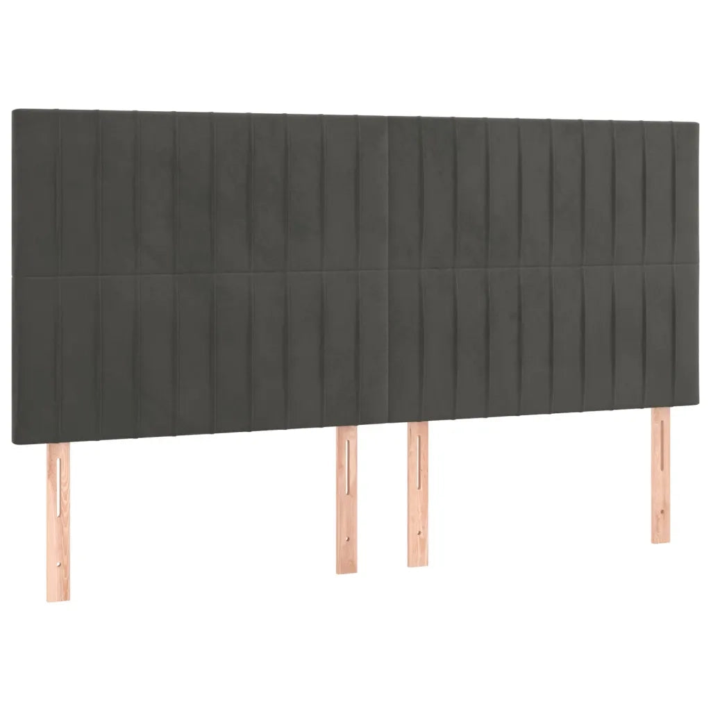 Testiera a LED GrigioScuro 200x5x118/128cm in Velluto 3122729