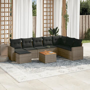 Set Divano da Giardino 9 pz con Cuscini Grigio in Polyrattan 3256592