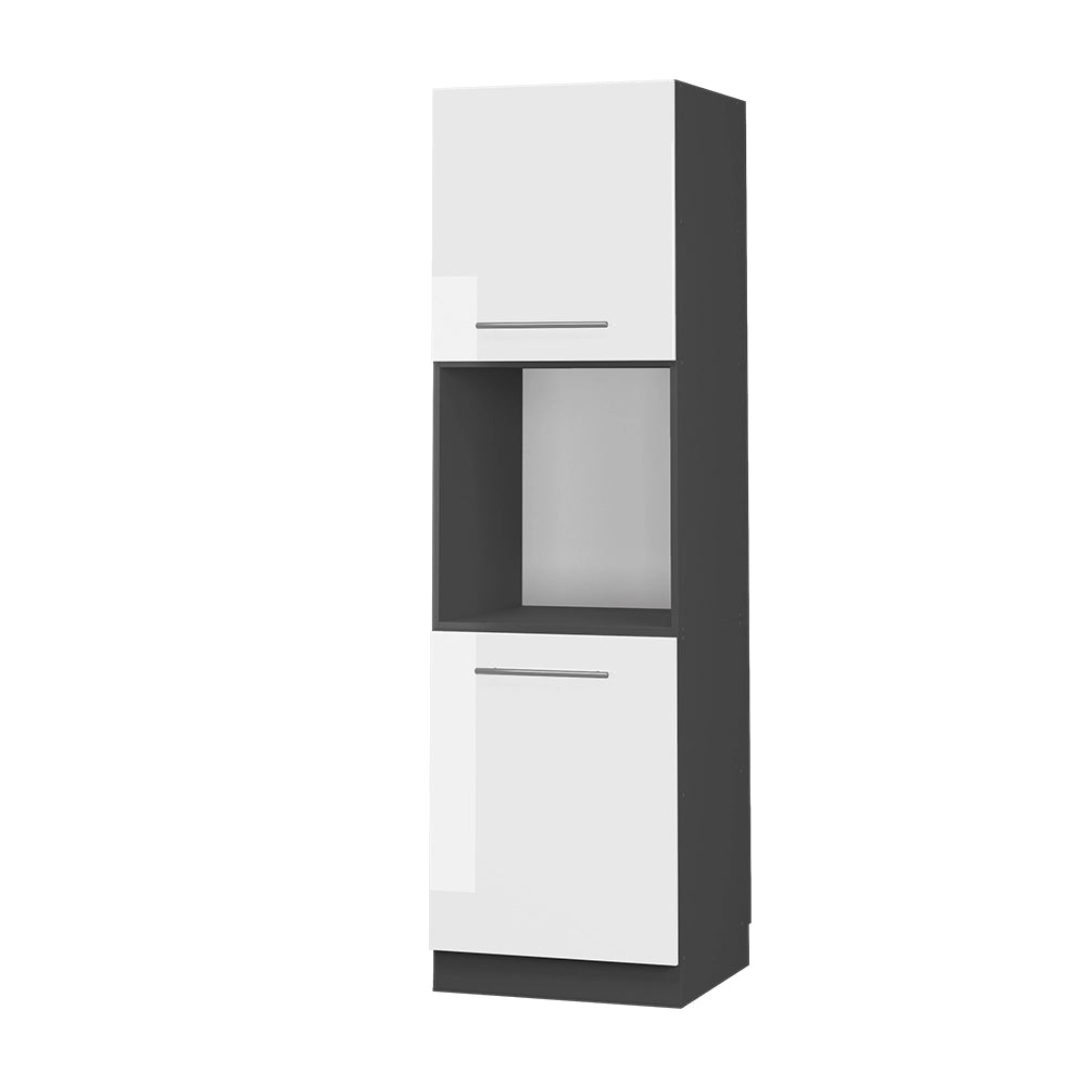 Mobile per forno da incasso Fame-Line Bianco lucido/Antracite 60 cm aperto Vicco