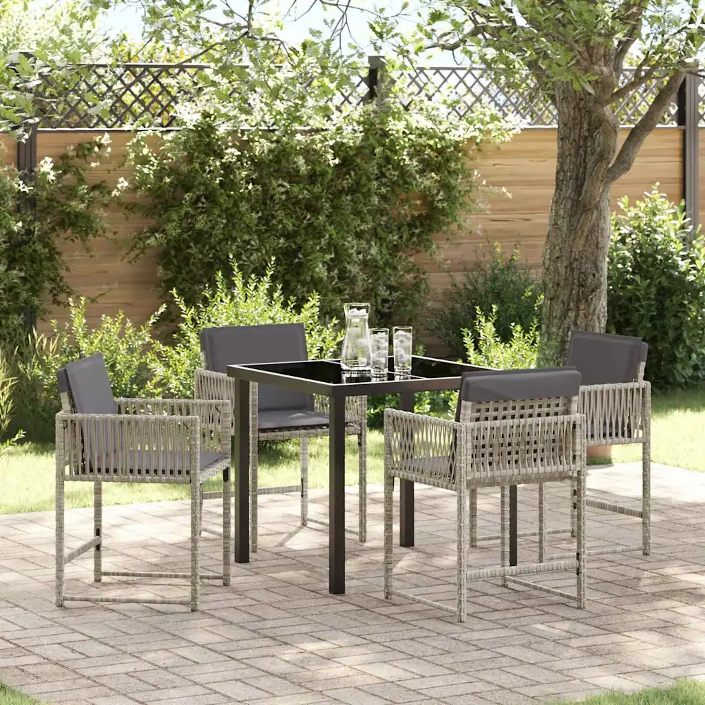Set da Pranzo per Giardino 5 pcs Grigio chiaro polyrattan 3380761