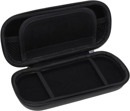 Tas da protezione per console di gioco con fodera rigida e bracciale per polso | PSP 3000 | 5 alloggi per cartucce di gioco | Borsa con tasca a rete | Impermeabile PU-EVA | Nero